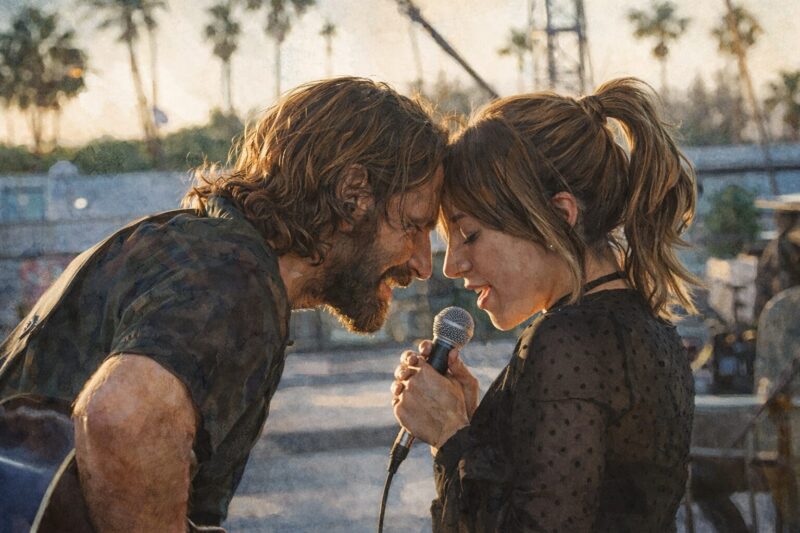 映画『アリー／スター誕生』のステージシーンを描いたイラスト