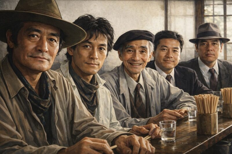 映画『タンポポ』ラーメン屋に集う男たちの印象的なワンシーン