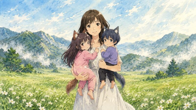 映画『おおかみこどもの雨と雪』をイメージした画像